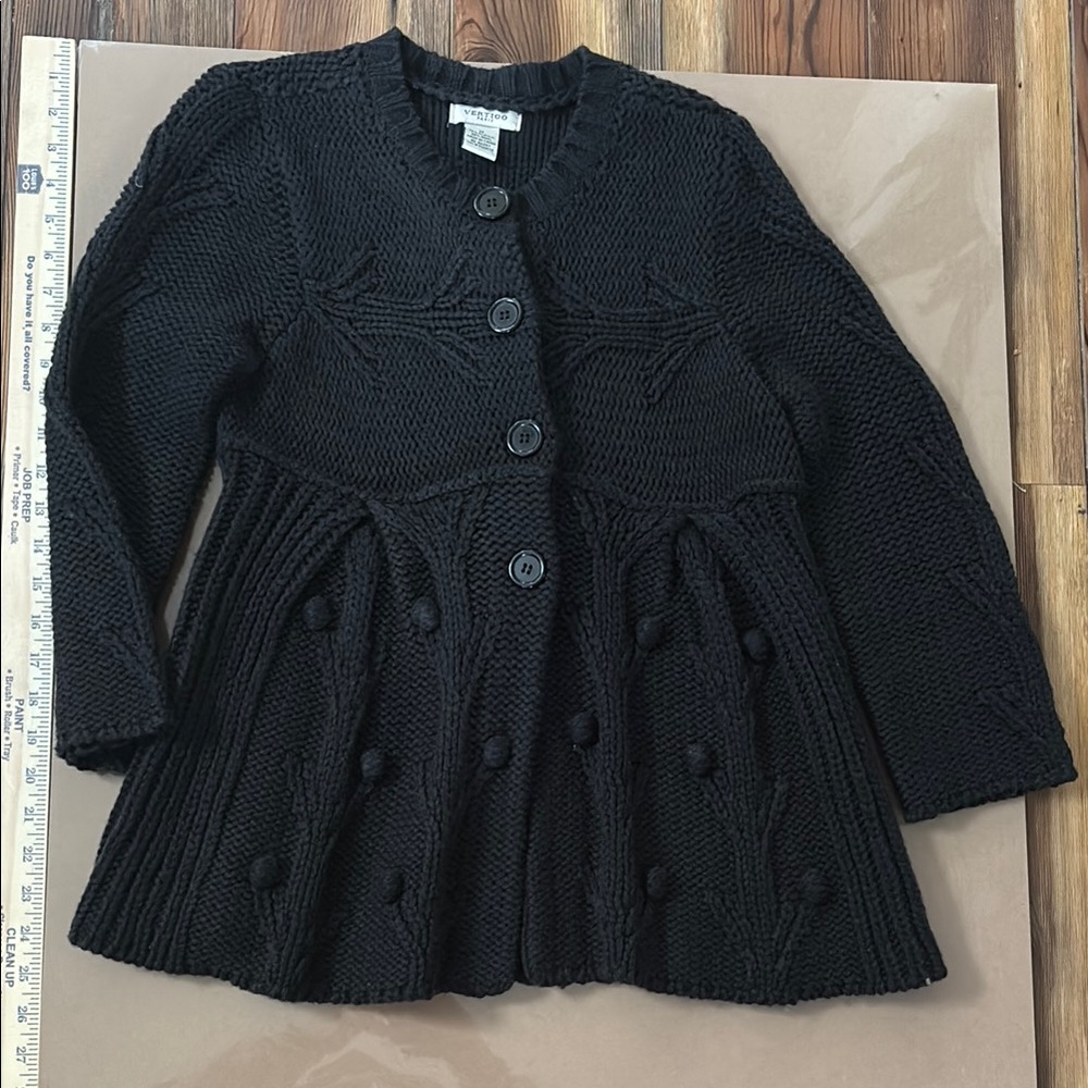 Vertigo Paris Black Knit Cardigan with Button Details Medium